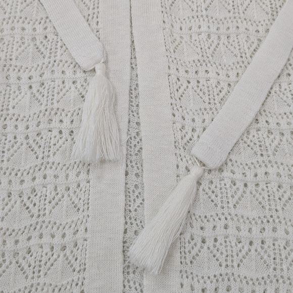 Torrid White Crochet Duster Short Sleeve Tie Waist Sweater Cover-Up Casual 1X-2X - Picture 8 of 13